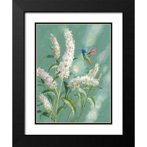 Hummingbird Spring II Black Modern Wood Framed Art Print with Double Matting by Nai, Danhui