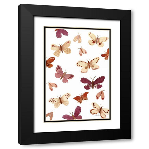 Garden Dance Butterflies Black Modern Wood Framed Art Print with Double Matting by Horn, Laura