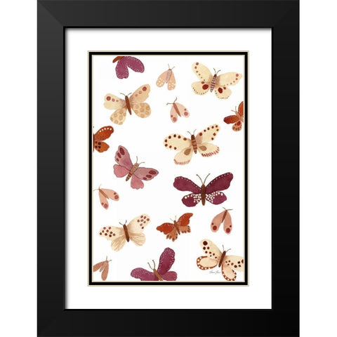 Garden Dance Butterflies Black Modern Wood Framed Art Print with Double Matting by Horn, Laura
