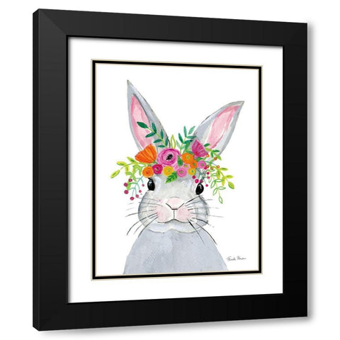 Sweet Rabbit Black Modern Wood Framed Art Print with Double Matting by Zaman, Farida