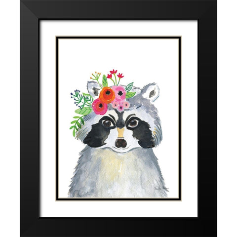 Sweet Raccoon Black Modern Wood Framed Art Print with Double Matting by Zaman, Farida