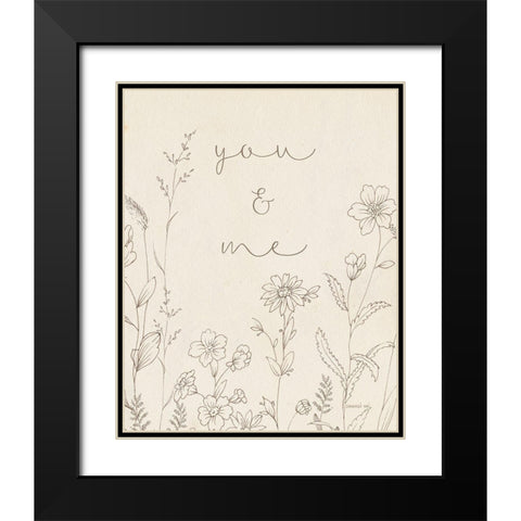 Butterfly Garden I Sentiment Black Modern Wood Framed Art Print with Double Matting by Nai, Danhui