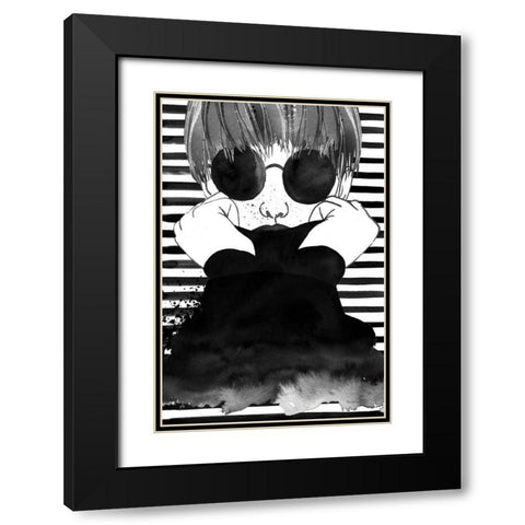Looking for Paradise Plain Sunglasses Black Modern Wood Framed Art Print with Double Matting by Charro, Mercedes Lopez