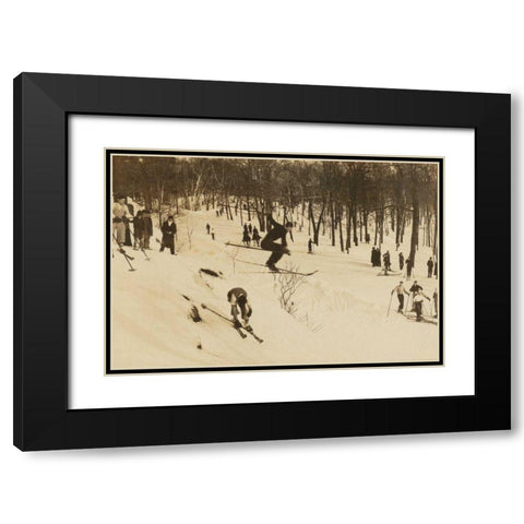 Skiing I Black Modern Wood Framed Art Print with Double Matting by Wild Apple Portfolio