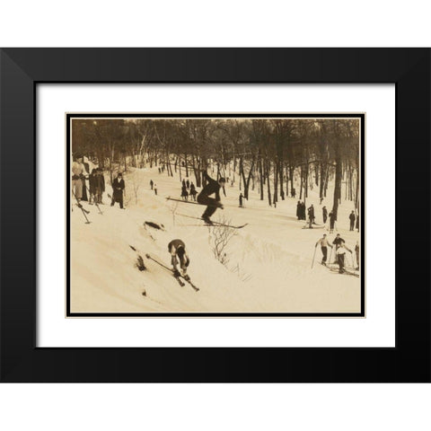 Skiing I Black Modern Wood Framed Art Print with Double Matting by Wild Apple Portfolio