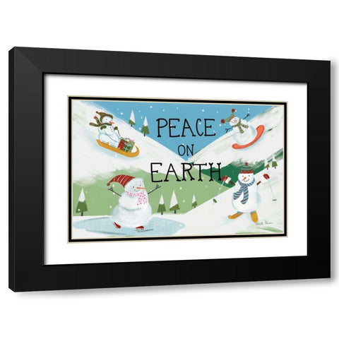 Snowman Snowday I Black Modern Wood Framed Art Print with Double Matting by Zaman, Farida