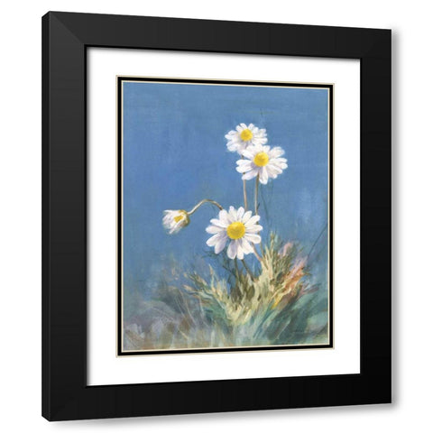 White Daisies No Butterfly Black Modern Wood Framed Art Print with Double Matting by Nai, Danhui