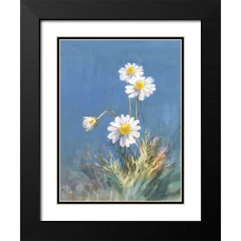 White Daisies No Butterfly Black Modern Wood Framed Art Print with Double Matting by Nai, Danhui