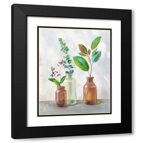 Natural Riches III Clear Vase Black Modern Wood Framed Art Print with Double Matting by Nai, Danhui