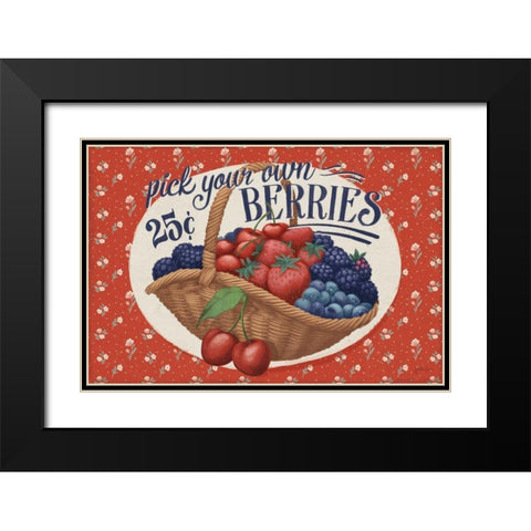Berry Breeze I Black Modern Wood Framed Art Print with Double Matting by Penner, Janelle
