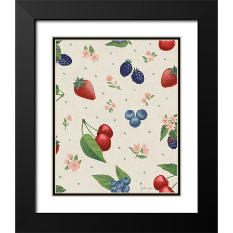 Berry Breeze Pattern IA Black Modern Wood Framed Art Print with Double Matting by Penner, Janelle