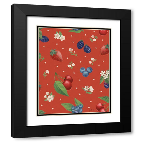 Berry Breeze Pattern IB Black Modern Wood Framed Art Print with Double Matting by Penner, Janelle