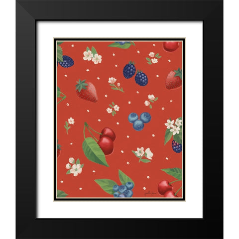 Berry Breeze Pattern IB Black Modern Wood Framed Art Print with Double Matting by Penner, Janelle