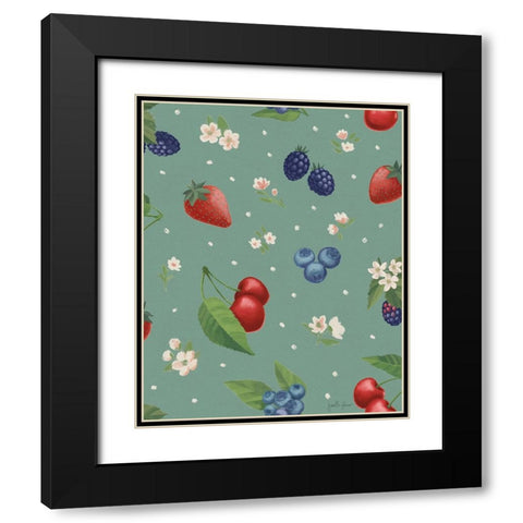 Berry Breeze Pattern ID Black Modern Wood Framed Art Print with Double Matting by Penner, Janelle