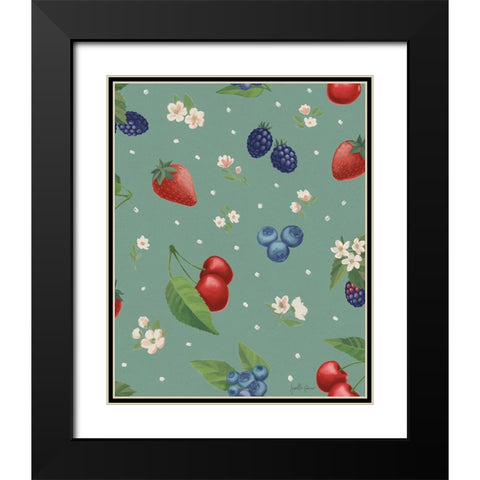 Berry Breeze Pattern ID Black Modern Wood Framed Art Print with Double Matting by Penner, Janelle
