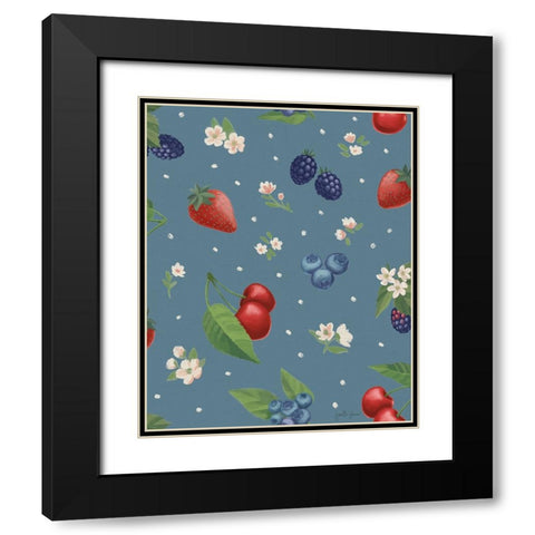 Berry Breeze Pattern IE Black Modern Wood Framed Art Print with Double Matting by Penner, Janelle