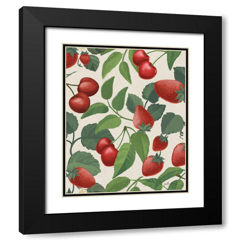 Berry Breeze Pattern III Black Modern Wood Framed Art Print with Double Matting by Penner, Janelle