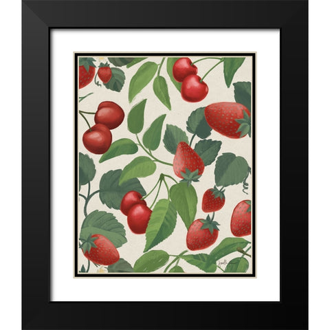 Berry Breeze Pattern III Black Modern Wood Framed Art Print with Double Matting by Penner, Janelle