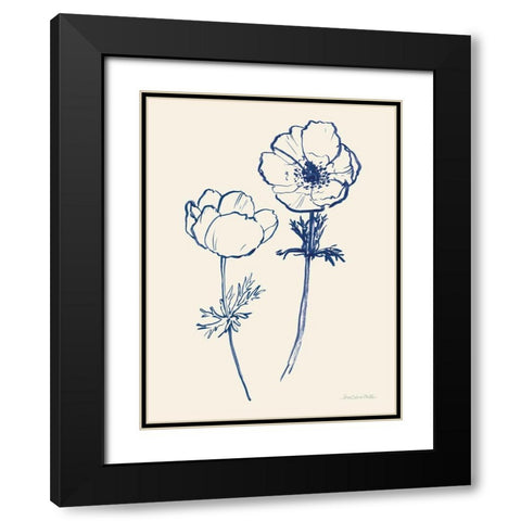 Ink Anemones II Black Modern Wood Framed Art Print with Double Matting by Miller, Sara Zieve