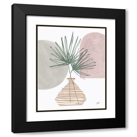 Green Fan Leaves Still Life Neutral Black Modern Wood Framed Art Print with Double Matting by Panganiban, Karyn