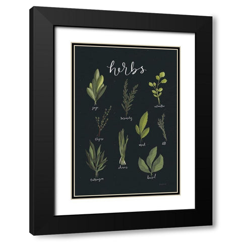 Light Green Herbs I Black Black Modern Wood Framed Art Print with Double Matting by Thorns, Becky