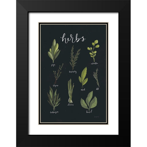 Light Green Herbs I Black Black Modern Wood Framed Art Print with Double Matting by Thorns, Becky