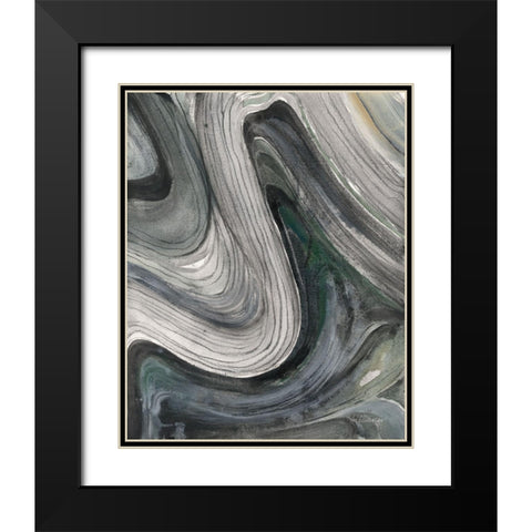 Swirl II Black Modern Wood Framed Art Print with Double Matting by Hristova, Albena
