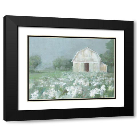 White Barn Meadow Black Modern Wood Framed Art Print with Double Matting by Nai, Danhui