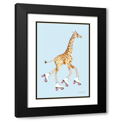 Giraffe Joy Ride II Black Modern Wood Framed Art Print with Double Matting by Charro, Mercedes Lopez