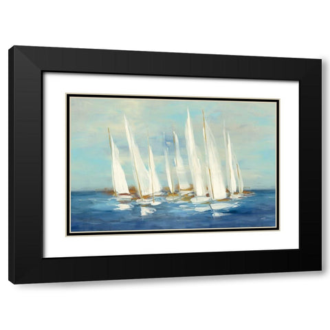 Regatta Sail Black Modern Wood Framed Art Print with Double Matting by Purinton, Julia
