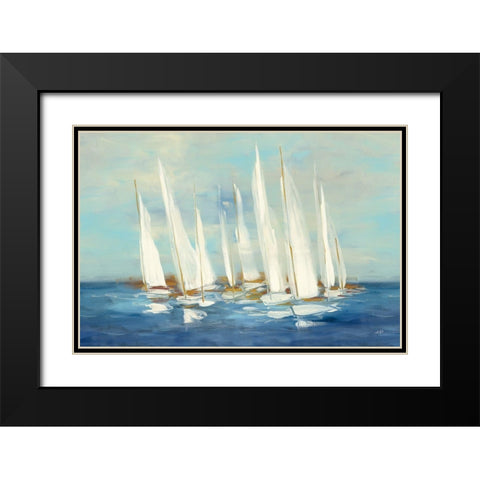 Regatta Sail Black Modern Wood Framed Art Print with Double Matting by Purinton, Julia