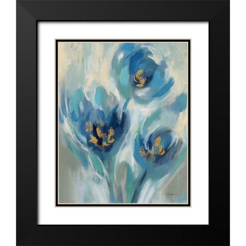 Blue Fairy Tale Floral I Black Modern Wood Framed Art Print with Double Matting by Vassileva, Silvia