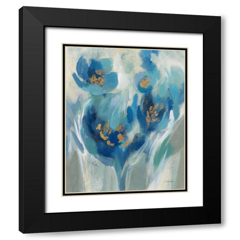 Blue Fairy Tale Floral II Black Modern Wood Framed Art Print with Double Matting by Vassileva, Silvia