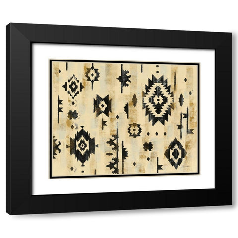 Ivory and Black Pattern Black Modern Wood Framed Art Print with Double Matting by Vassileva, Silvia