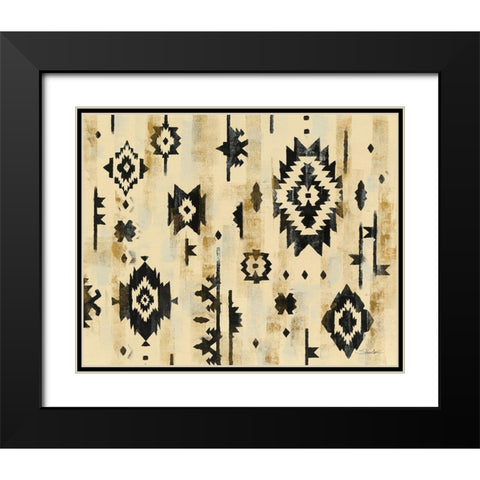Ivory and Black Pattern Black Modern Wood Framed Art Print with Double Matting by Vassileva, Silvia