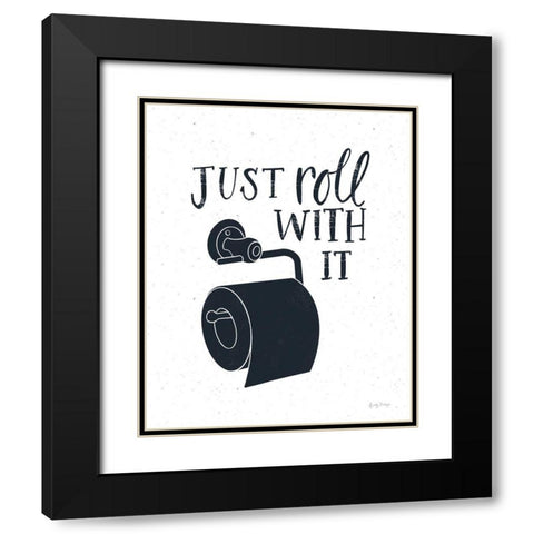 Bathroom Puns V Dark Blue Black Modern Wood Framed Art Print with Double Matting by Thorns, Becky