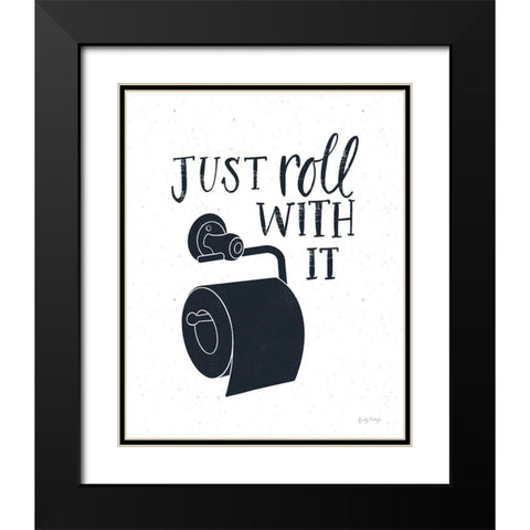 Bathroom Puns V Dark Blue Black Modern Wood Framed Art Print with Double Matting by Thorns, Becky