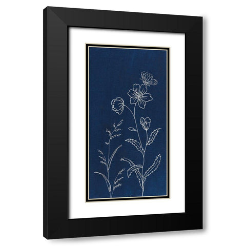 Blue Butterfly Garden II Black Modern Wood Framed Art Print with Double Matting by Nai, Danhui