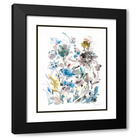 Breezy Florals II Colorful Black Modern Wood Framed Art Print with Double Matting by Nai, Danhui