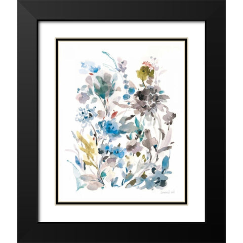 Breezy Florals II Colorful Black Modern Wood Framed Art Print with Double Matting by Nai, Danhui