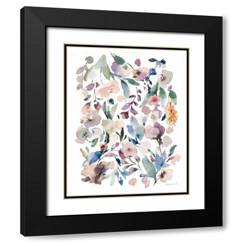 Breezy Florals III Colorful Black Modern Wood Framed Art Print with Double Matting by Nai, Danhui