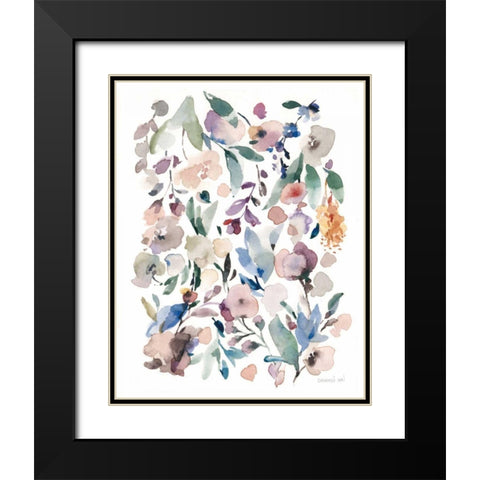 Breezy Florals III Colorful Black Modern Wood Framed Art Print with Double Matting by Nai, Danhui