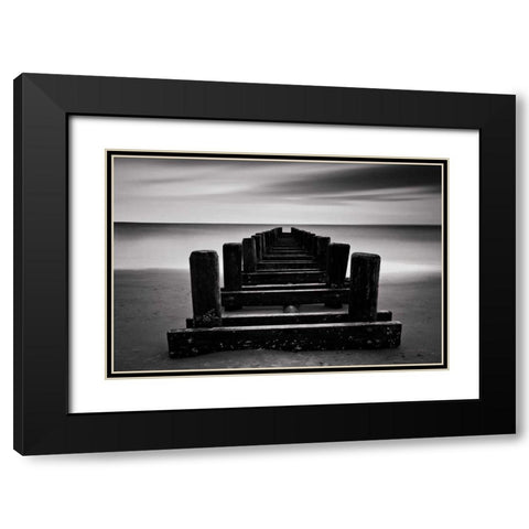 Coney Island Pier BW Black Modern Wood Framed Art Print with Double Matting by Gendreau, Katherine