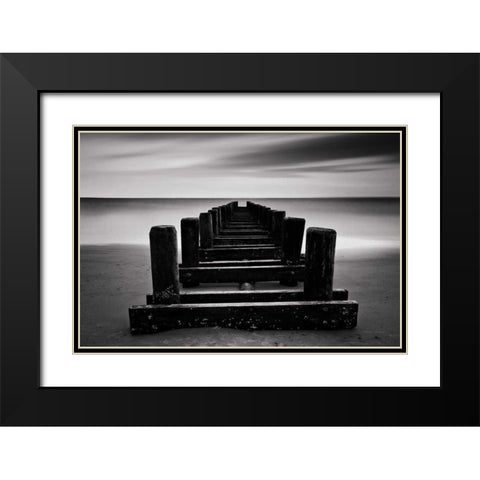 Coney Island Pier BW Black Modern Wood Framed Art Print with Double Matting by Gendreau, Katherine