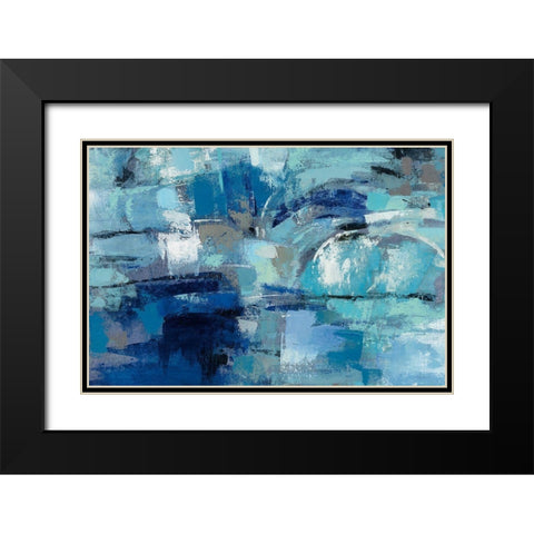 Blue Ultramarine Waves Black Modern Wood Framed Art Print with Double Matting by Vassileva, Silvia