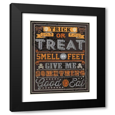 Halloween Talk I Orange Black Modern Wood Framed Art Print with Double Matting by Pela Studio