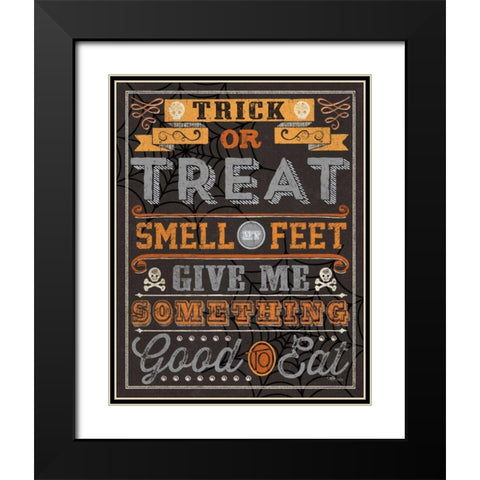 Halloween Talk I Orange Black Modern Wood Framed Art Print with Double Matting by Pela Studio