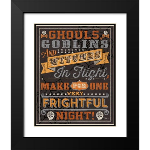 Halloween Talk II Orange Black Modern Wood Framed Art Print with Double Matting by Pela Studio