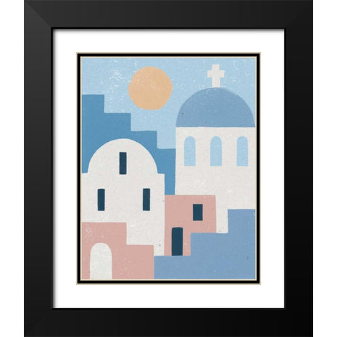 Santorini Summer I Black Modern Wood Framed Art Print with Double Matting by Hershey, Moira