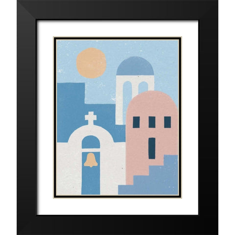 Santorini Summer II Black Modern Wood Framed Art Print with Double Matting by Hershey, Moira
